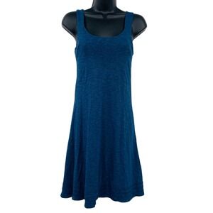 Horny Toad Tank Dress Womens XS Blue Organic Cotton Tencel Pintuck Shelf Bra